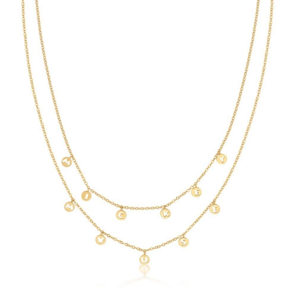Disney Couture Mickey Mouse - Word Lettered Necklace 'Gold Plated NWT in Box